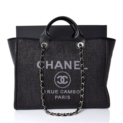 chanel deauville tote black|chanel large deauville shopping tote.